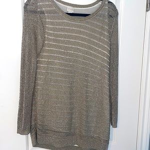 Chicos Metallic open weave sweater